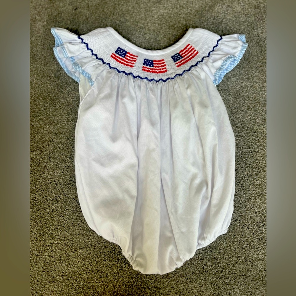 Smocking bird Patriotic Bubble 18 months